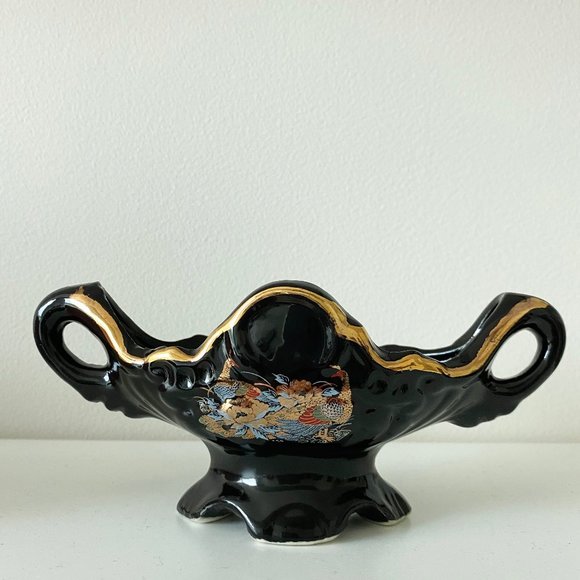 Porcelain Decorative Black Bowl Trinket Tray - Picture 3 of 6
